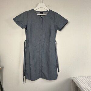 Nau Womens Short Sleeve Button-Up Twisted Shirt Dress Space Gray 6 UPF 30 New